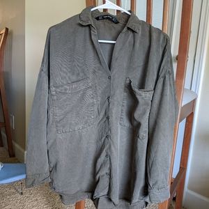 Zara Oversized Green Button Down (size XS)